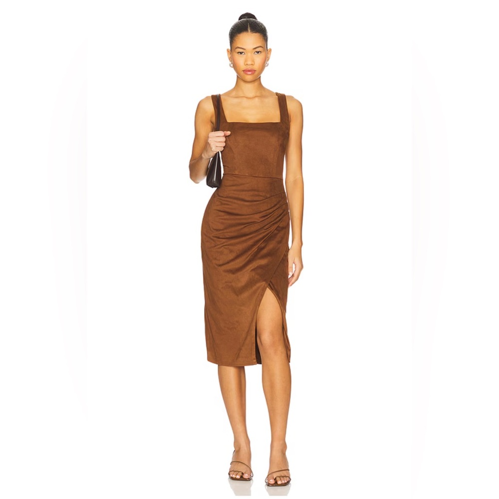 Steve Madden Milo‎ Micro Suede Brown Midi Dress - Picture 10 of 16